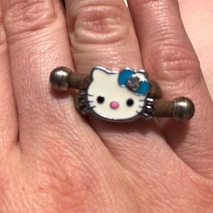 Adjustable leather band hello  kitty ring